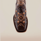 Maya - Budapest Brown Cowgirl Boots - Short Shaft - Square Toe (E788) - Gomez Western Wear