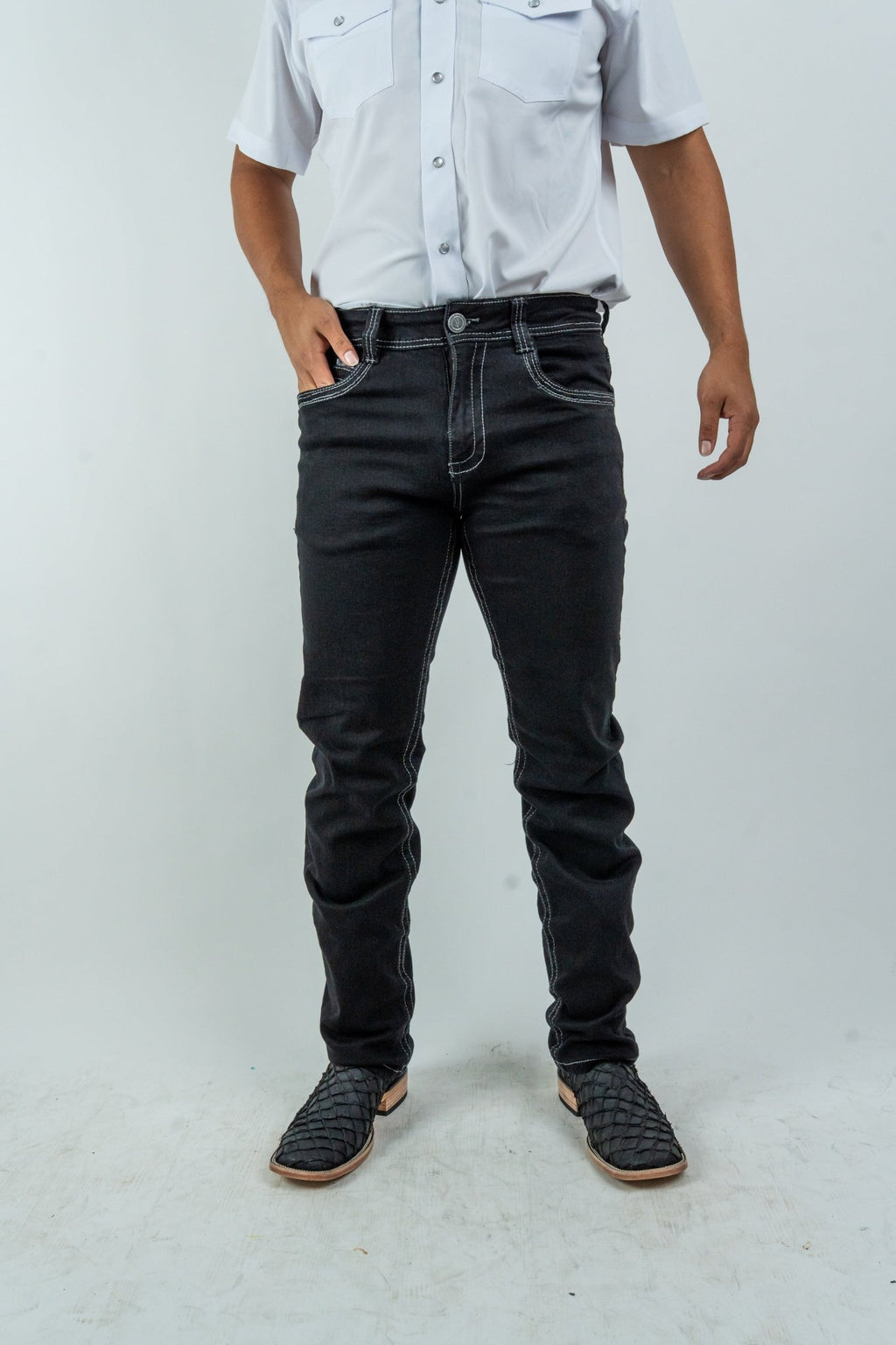 Men's Western Boot Cut Black Denim Jeans (RS-008) - Gomez Western Wear
