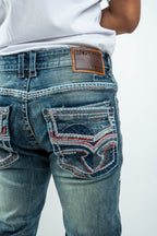 Men's Western Straight Fit Dark Blue Denim Jeans (RS-015) - Gomez Western Wear