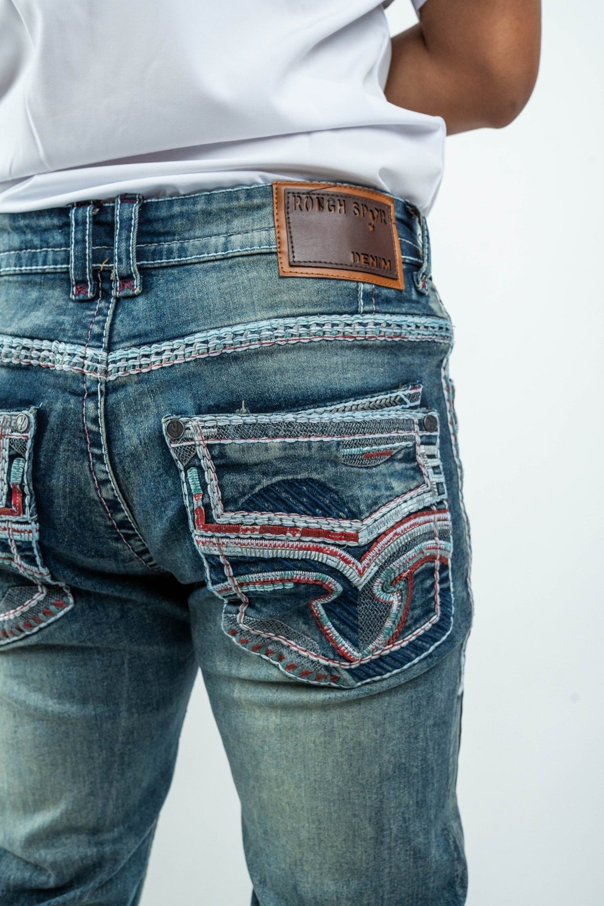 Men's Western Straight Fit Dark Blue Denim Jeans (RS-015) - Gomez Western Wear