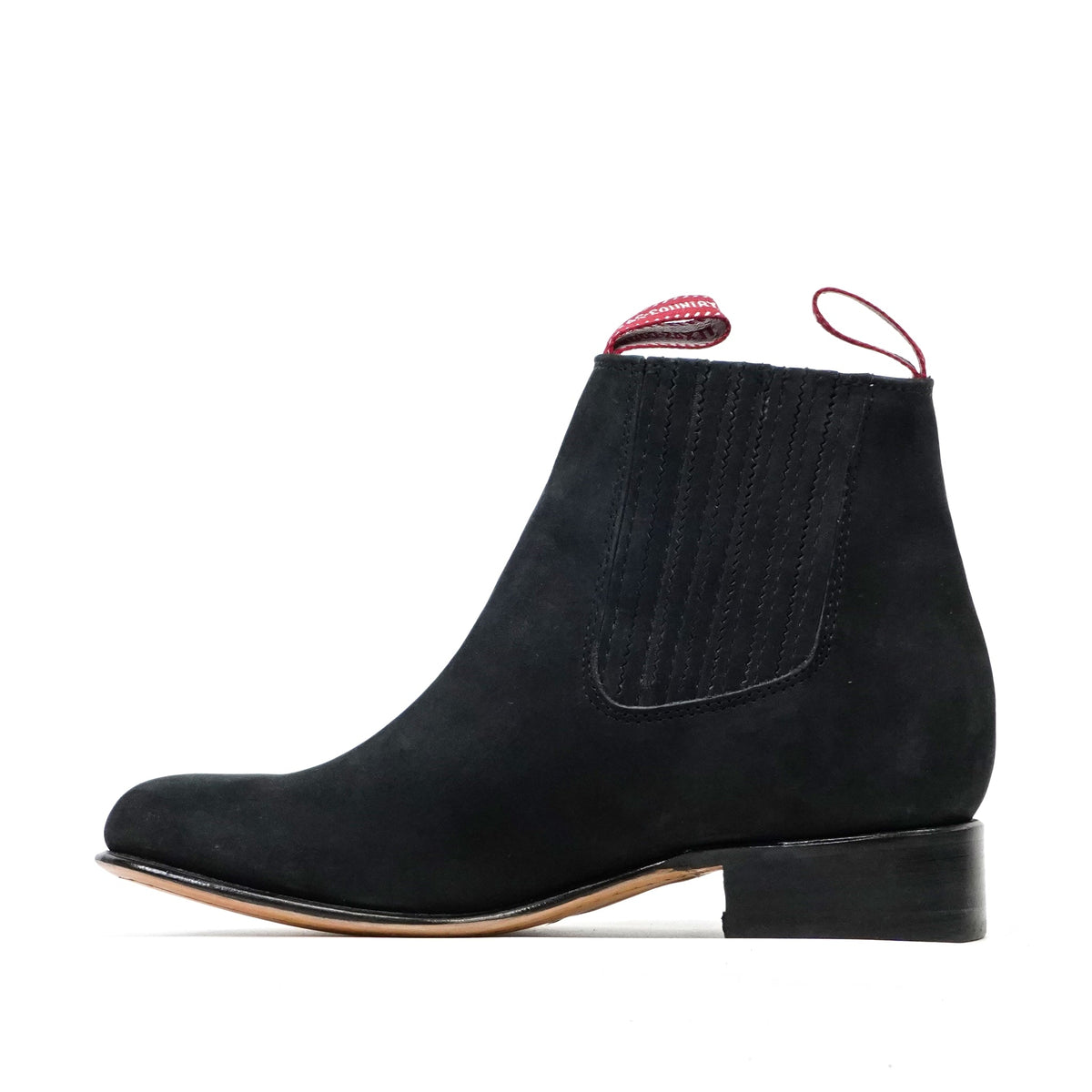 Nubuck Black Ankle Boots - Round Toe (E800) - Gomez Western Wear