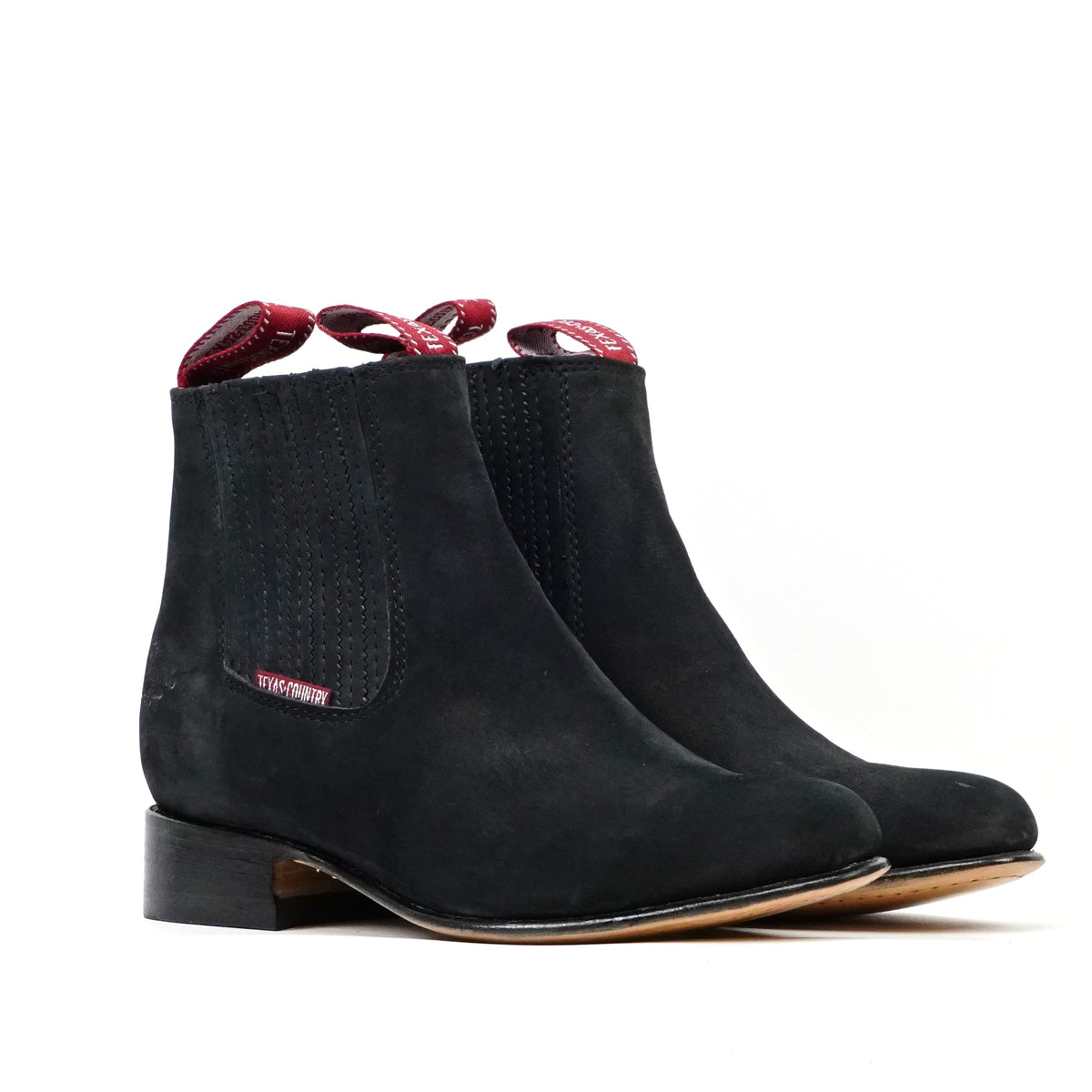 Nubuck Black Ankle Boots - Round Toe (E800) - Gomez Western Wear