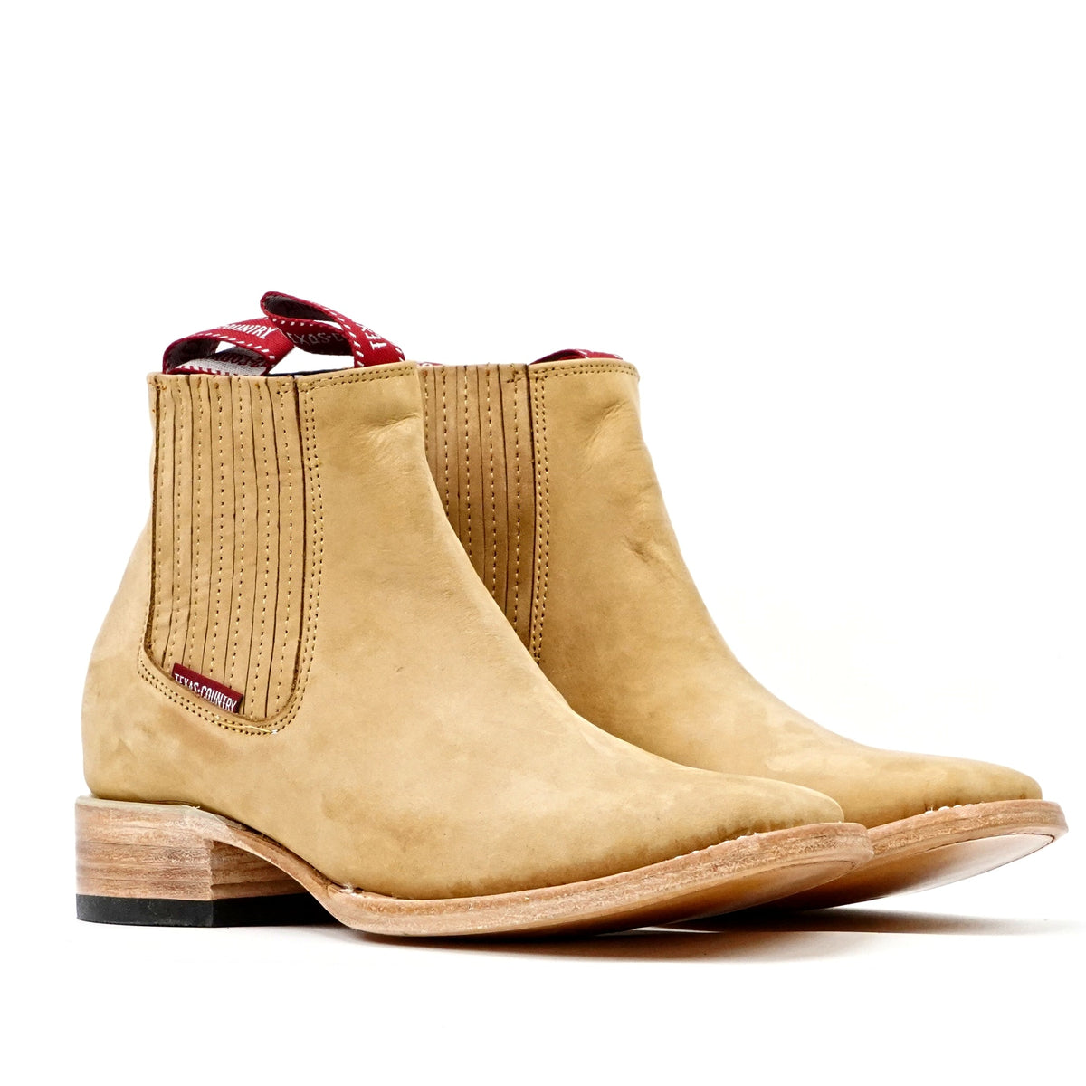 Nubuck Tan Ankle Boots - Square Toe (E1200) - Gomez Western Wear