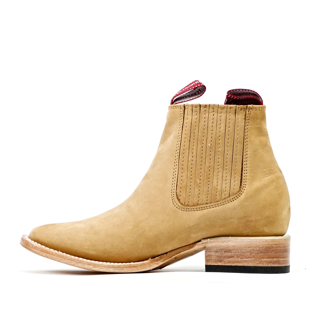 Nubuck Tan Ankle Boots - Square Toe (E1200) - Gomez Western Wear