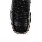 Ostrich Black Cowboy Boots - Embossed Leather - Square Toe (E424) - Gomez Western Wear