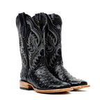 Ostrich Black Cowboy Boots - Embossed Leather - Square Toe (E424) - Gomez Western Wear