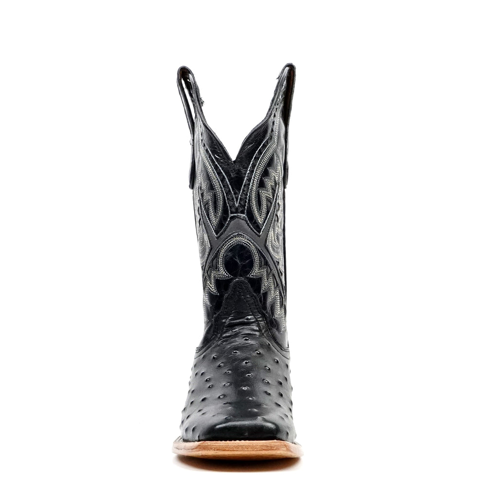Ostrich Black Cowboy Boots - Embossed Leather - Square Toe (E424) - Gomez Western Wear
