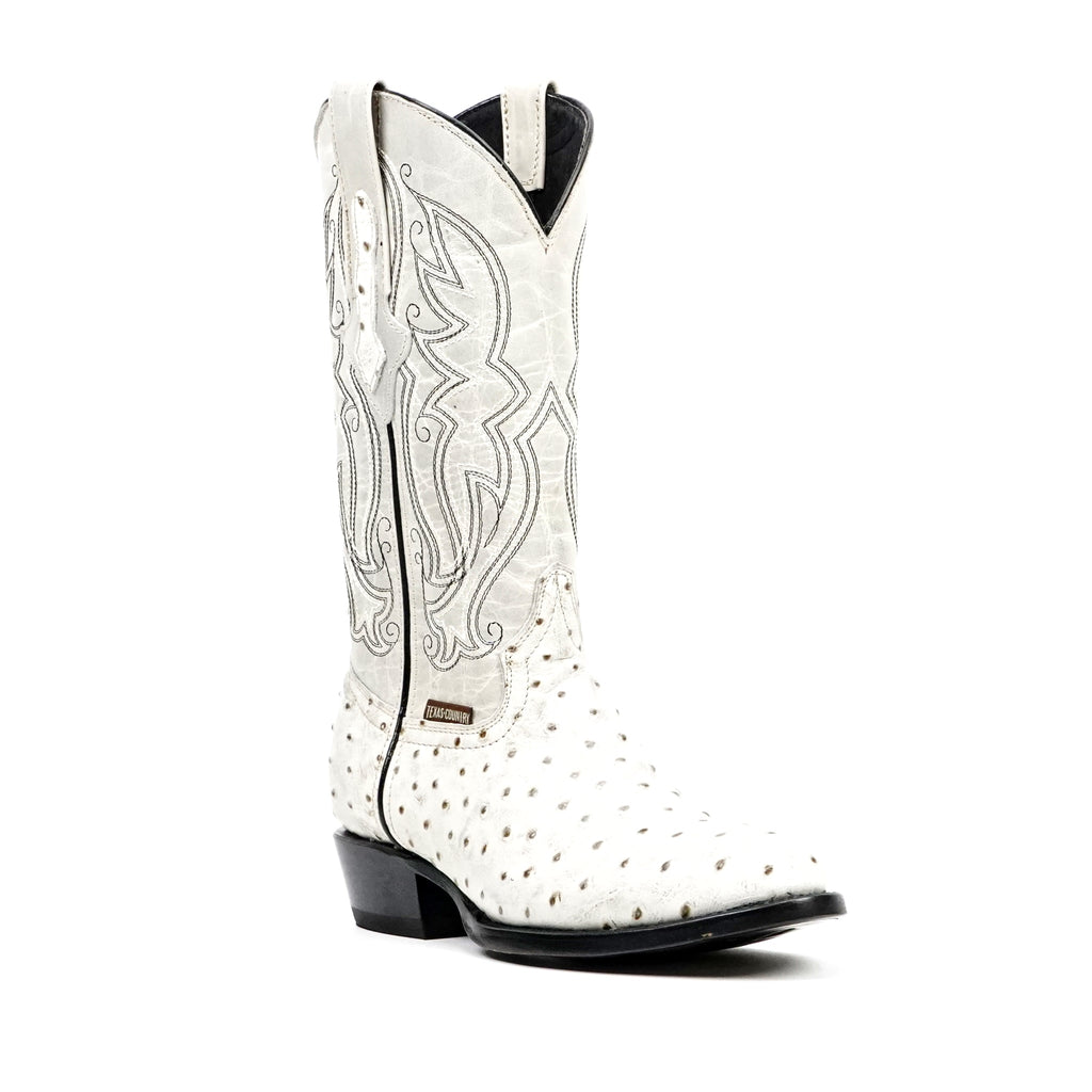 Ostrich Bone Boots - Embossed Leather - Round Toe (E436) - Gomez Western Wear