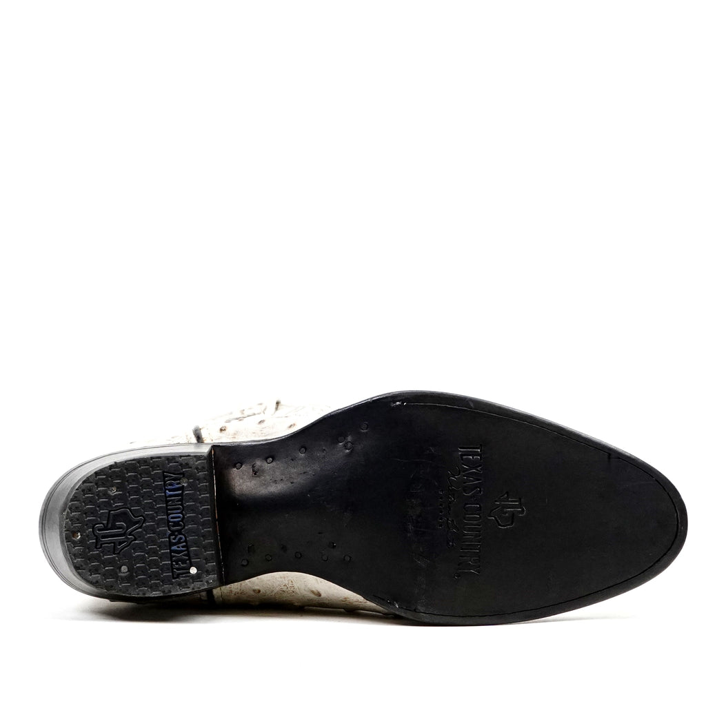 Ostrich Bone Boots - Embossed Leather - Round Toe (E436) - Gomez Western Wear