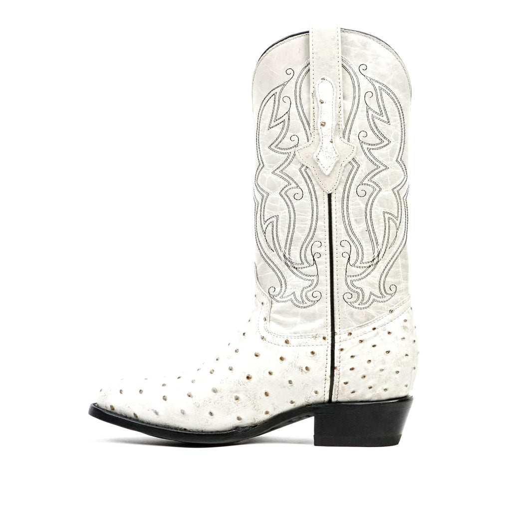 Ostrich Bone Boots - Embossed Leather - Round Toe (E436) - Gomez Western Wear