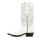 Ostrich Bone Boots - Embossed Leather - Round Toe (E436) - Gomez Western Wear