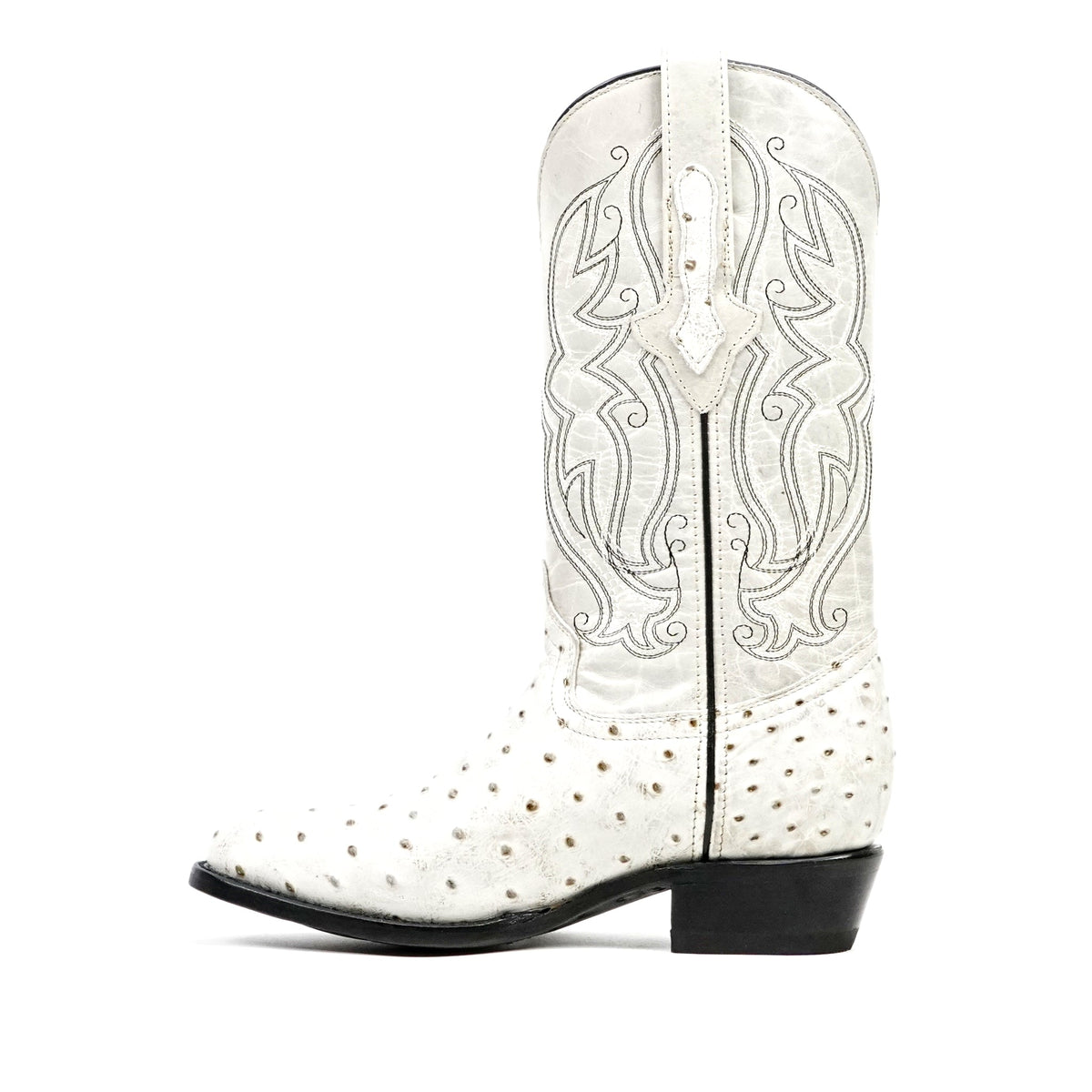 Ostrich Bone Boots - Embossed Leather - Round Toe (E436) - Gomez Western Wear