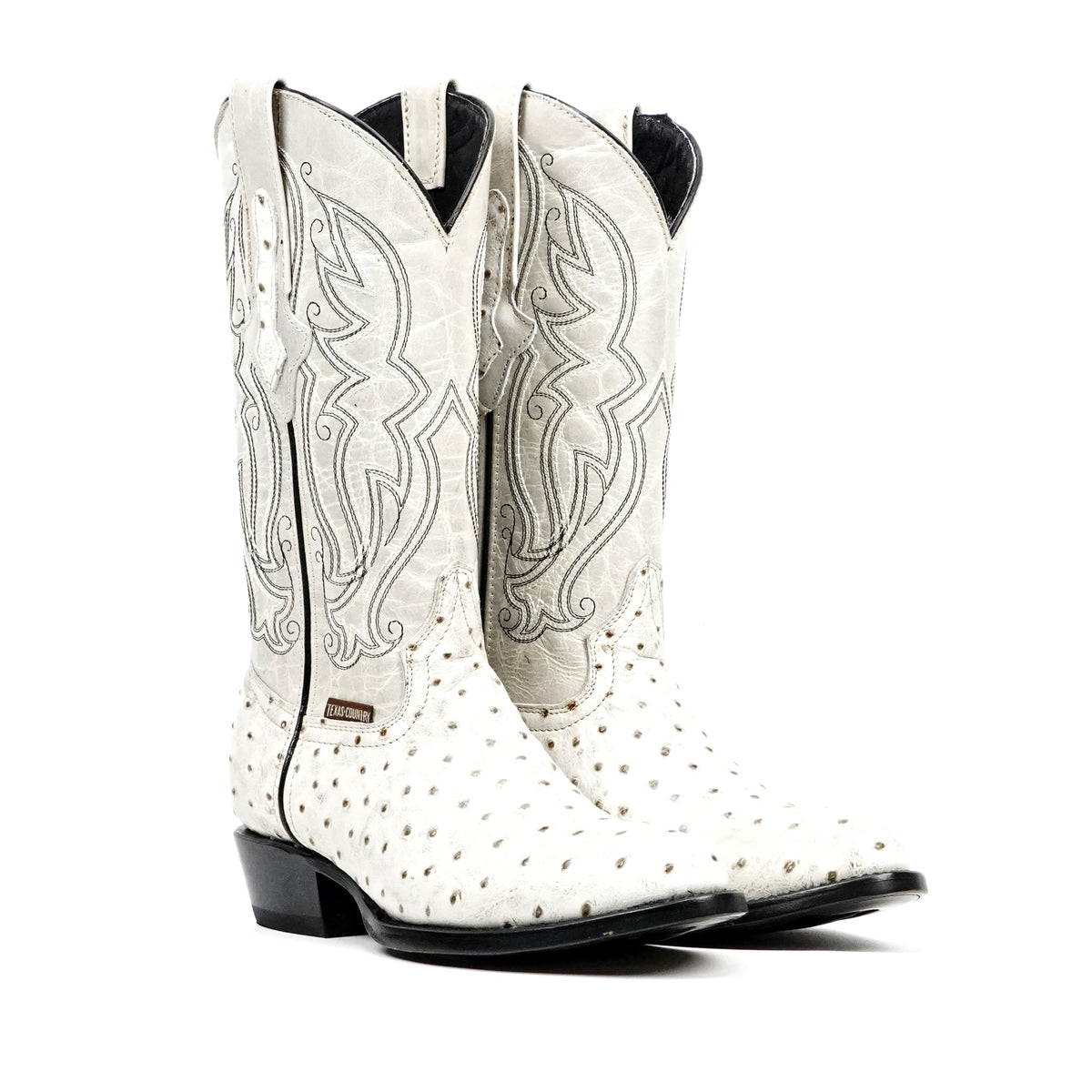 Ostrich Bone Boots - Embossed Leather - Round Toe (E436) - Gomez Western Wear