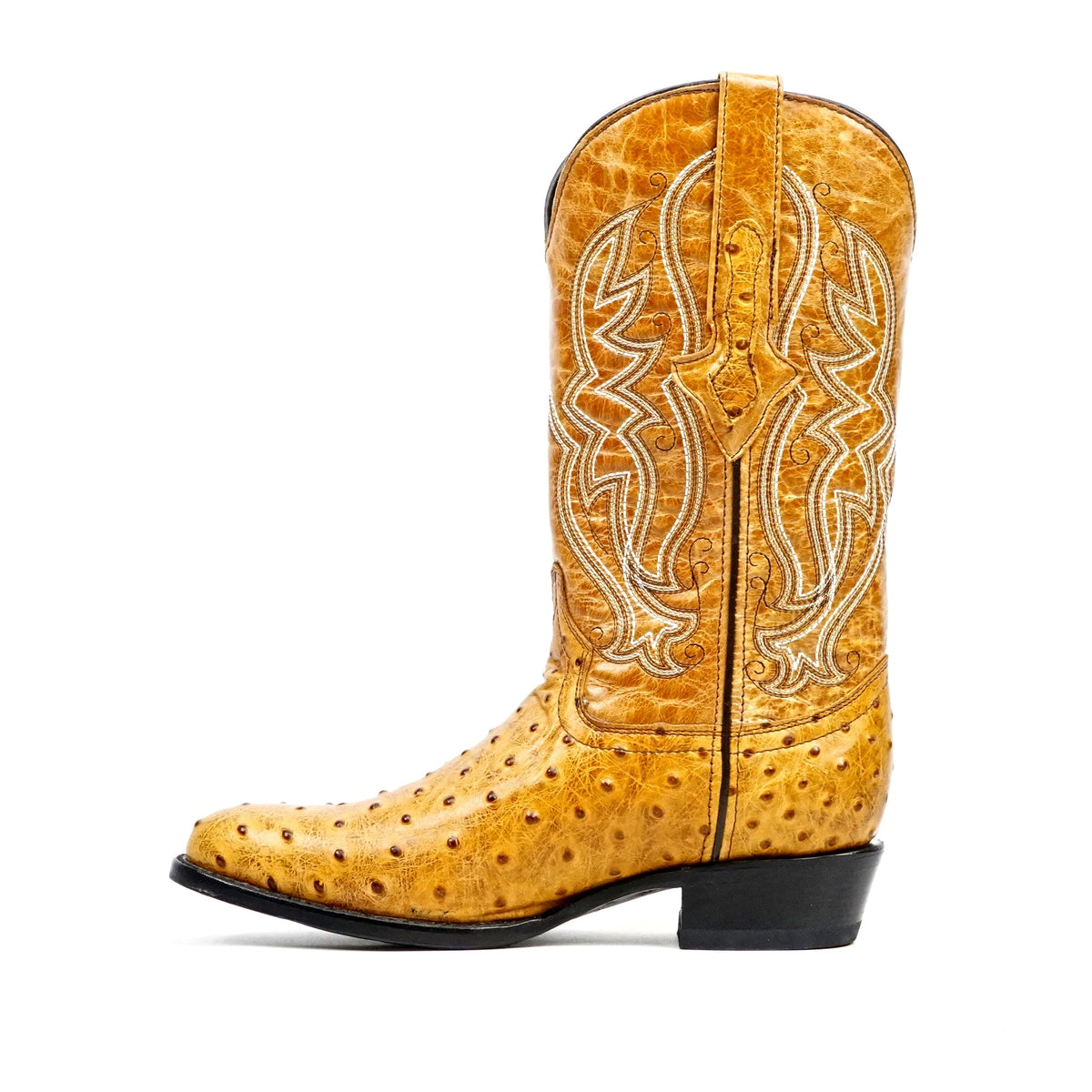 Ostrich Buttercup Boots - Embossed Leather - Round Toe (E436) - Gomez Western Wear