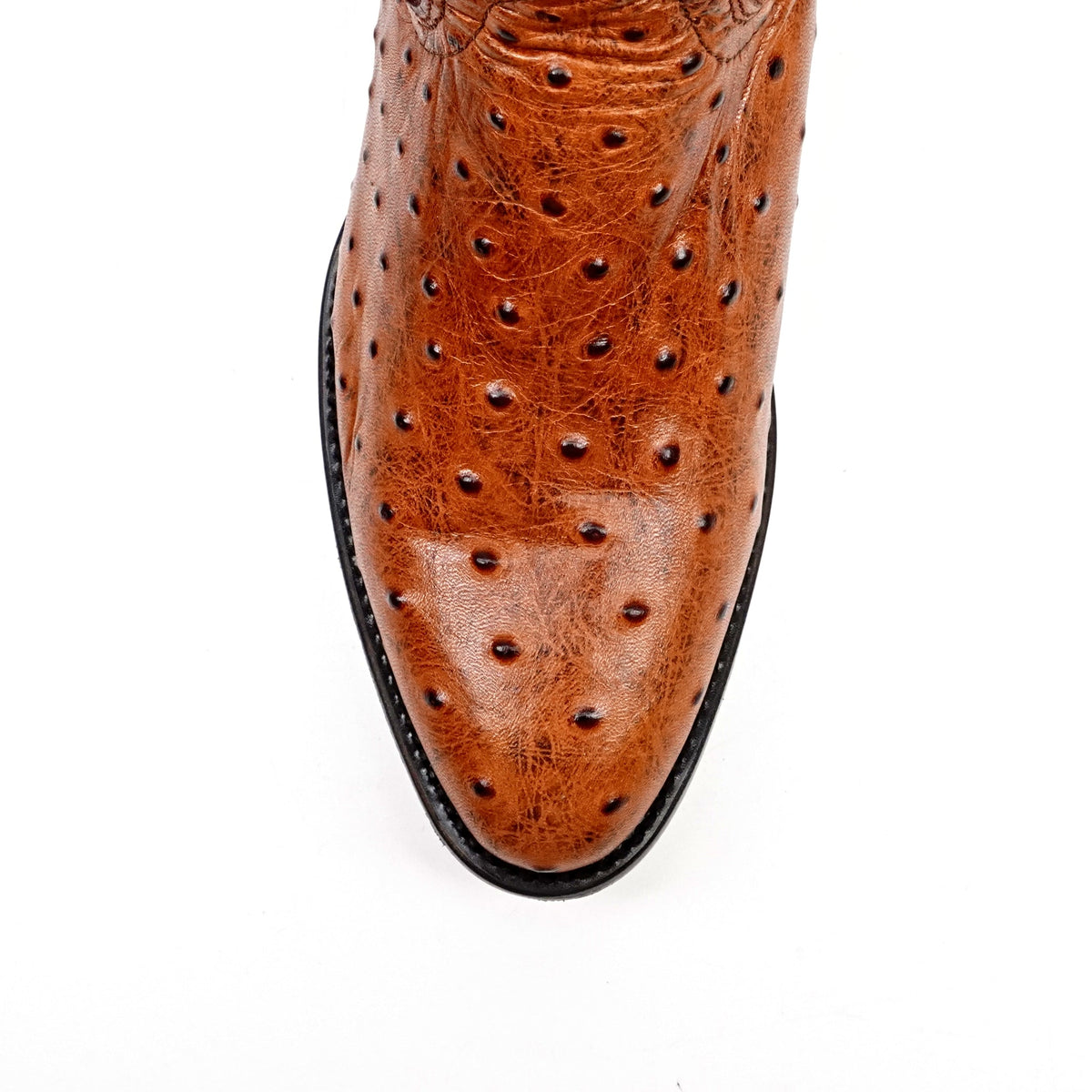 Ostrich Cognac Boots - Embossed Leather - Round Toe (E436) - Gomez Western Wear