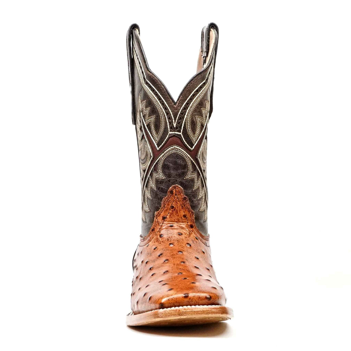 Ostrich Cognac Boots (Youth) - Square Toe (E424) - Gomez Western Wear