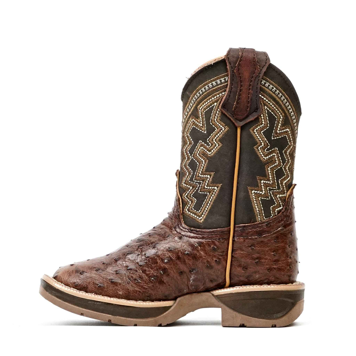 Ostrich Tobacco Kids Boots - Double-Density Sole - Square Toe - Gomez Western Wear