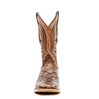 Pirarucu Chocolate Boots - Embossed Leather - Square Toe (E687) - Gomez Western Wear