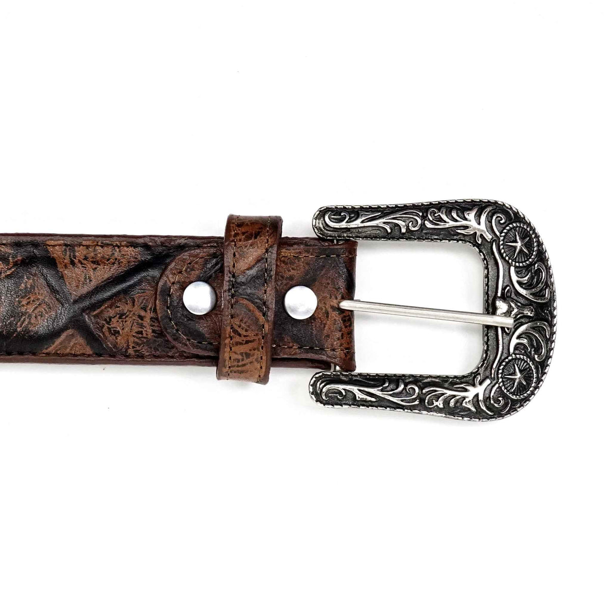 Pirarucu Fish Rustic Choco Belt - Embossed Leather (C-IMI) - Gomez Western Wear