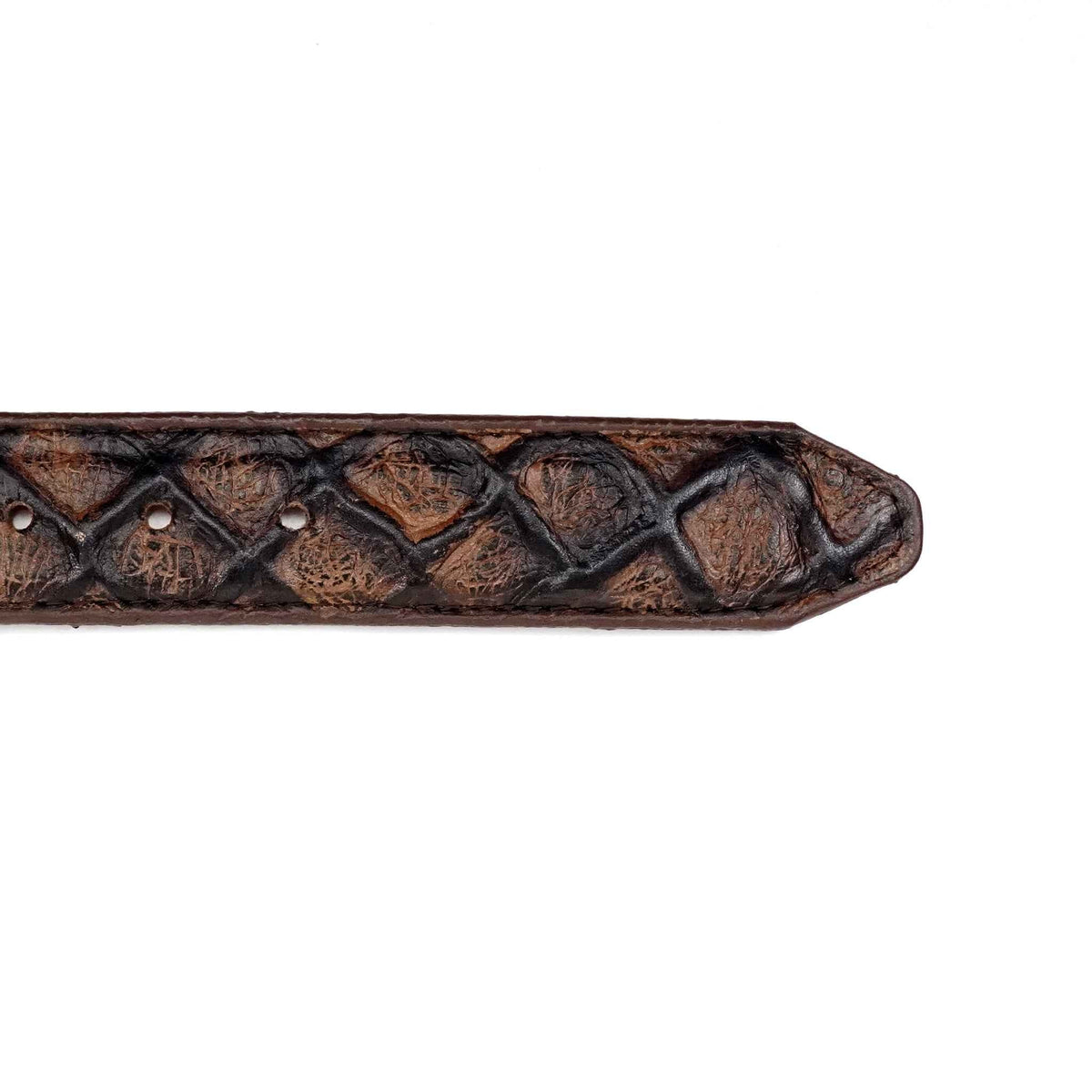 Pirarucu Fish Rustic Choco Belt - Embossed Leather (C-IMI) - Gomez Western Wear