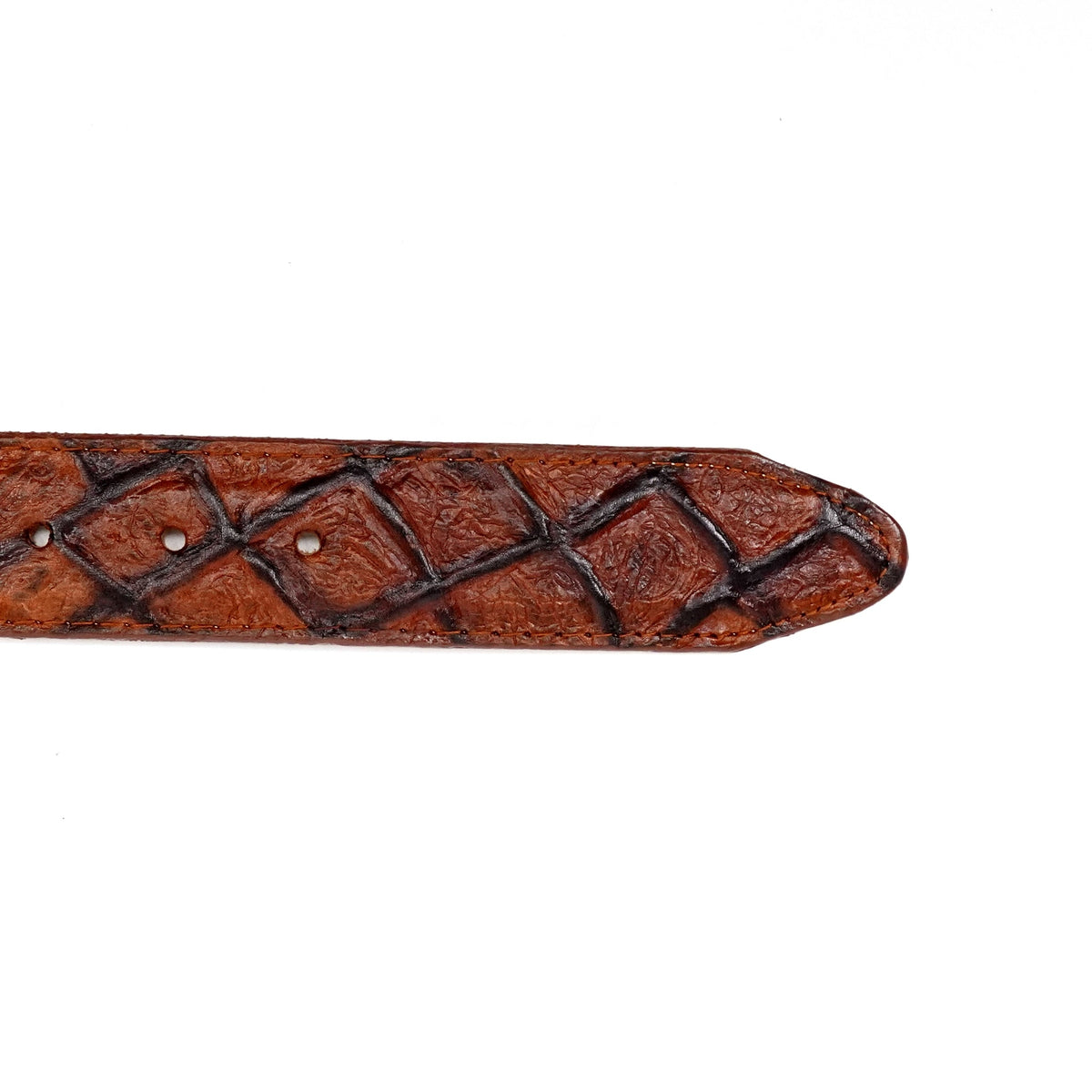Pirarucu Fish Rustic Cognac Belt - Embossed Leather (C-IMI) - Gomez Western Wear