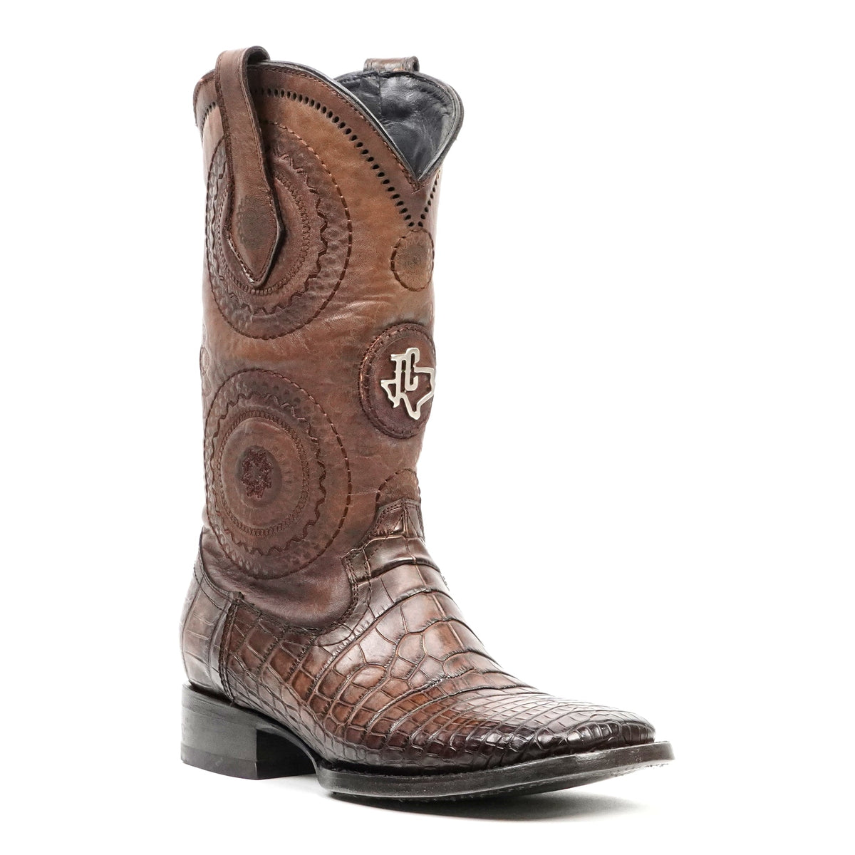 Platinum Alligator Lower Belly Boots - Tobacco - Square Toe - Gomez Western Wear