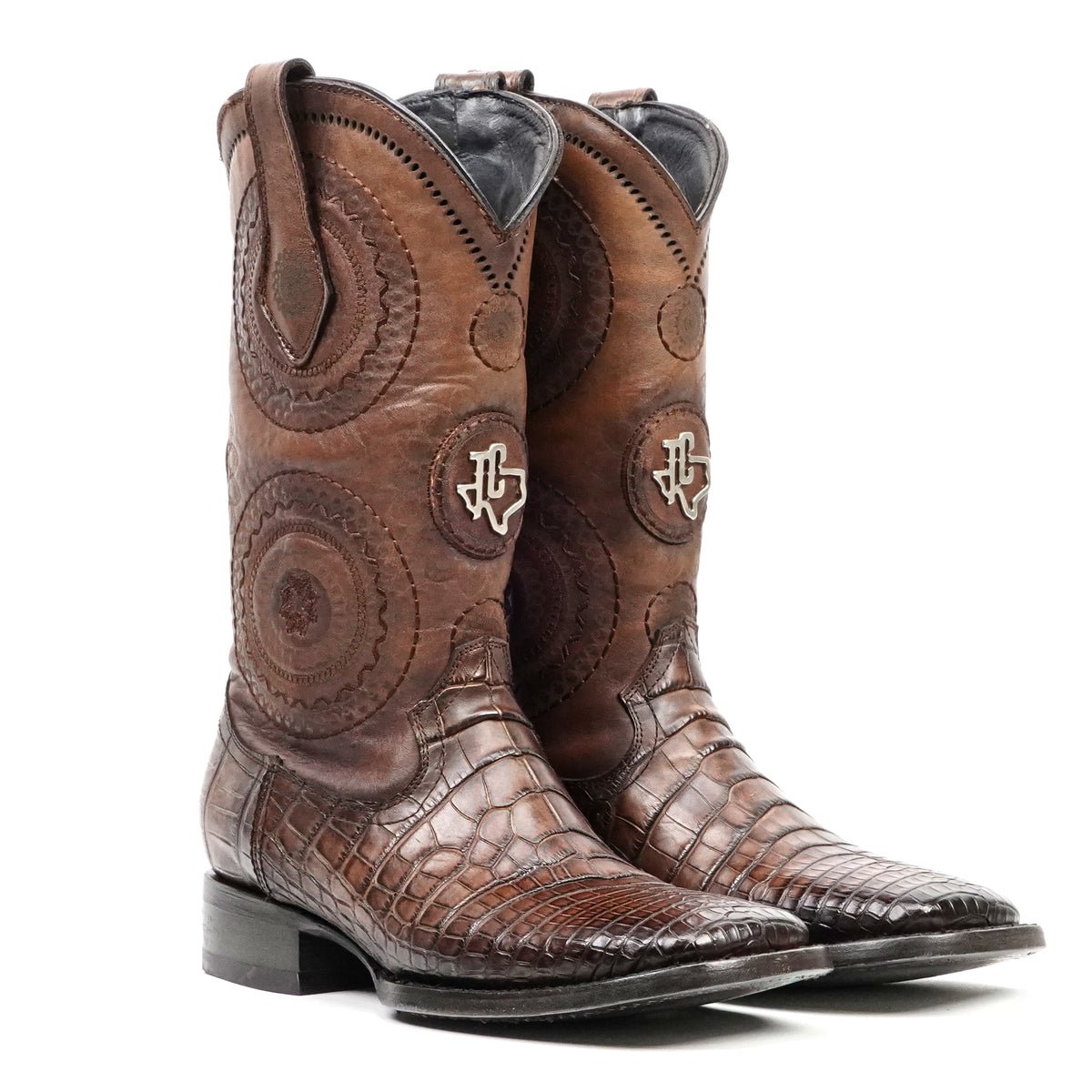 Platinum Alligator Lower Belly Boots - Tobacco - Square Toe - Gomez Western Wear