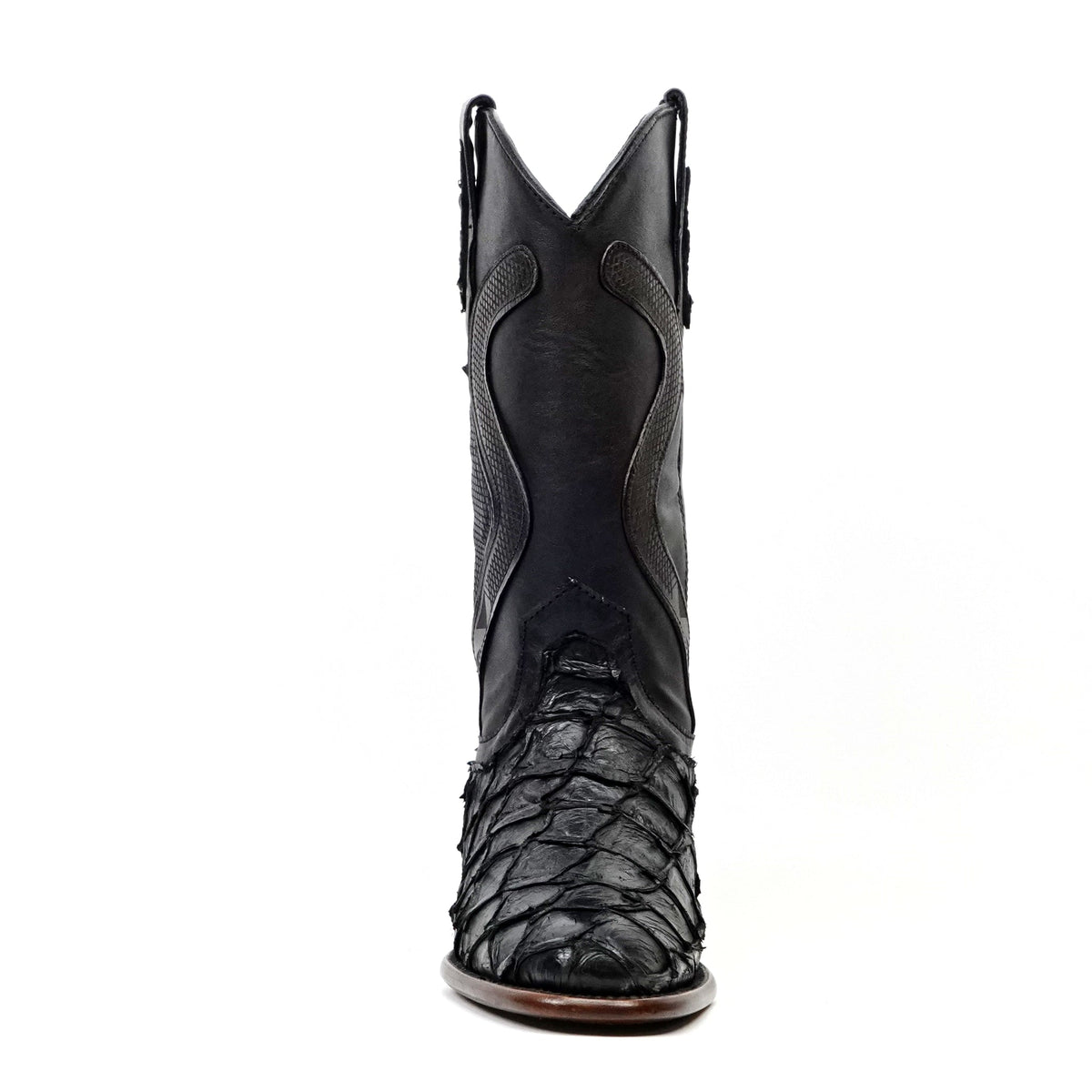 Platinum Connor Pirarucu Fish Boots - Black - Roper Toe - Gomez Western Wear