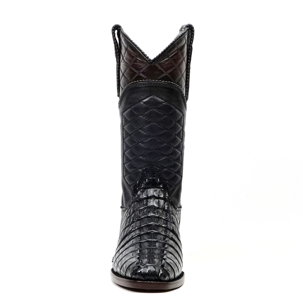 Platinum Rhodes Nile Crocodile Tail Boots - Black - Roper Toe - Gomez Western Wear