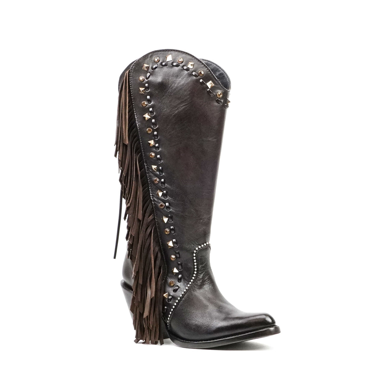 Praga Chocolate Brown Frills Boots - J Toe - Gomez Western Wear
