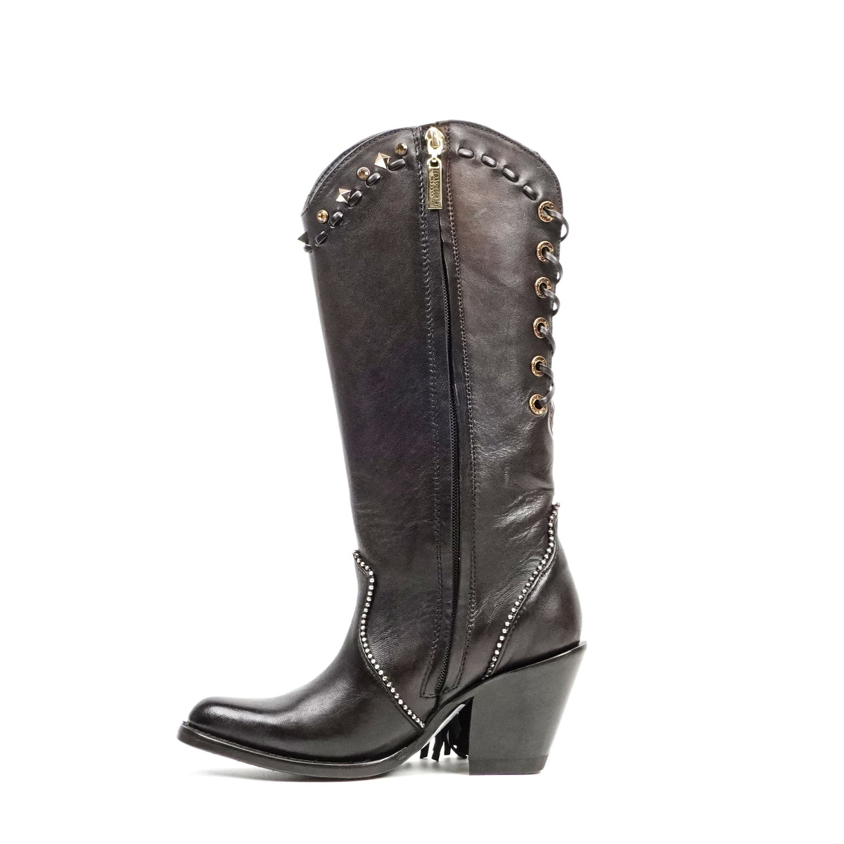 Praga Chocolate Brown Frills Boots - J Toe - Gomez Western Wear