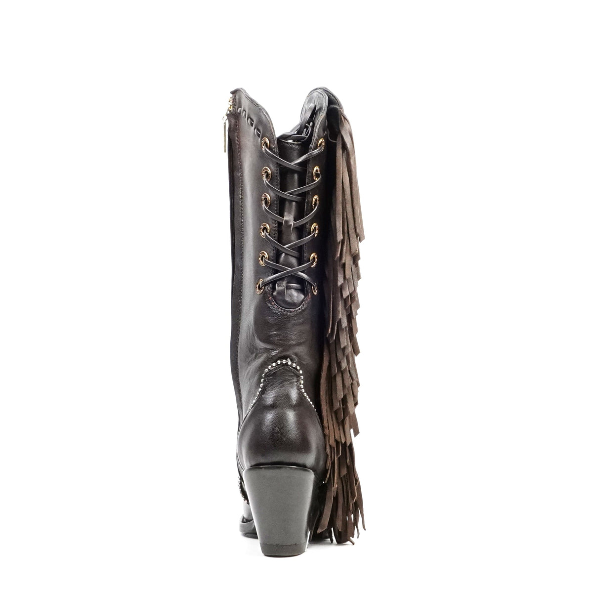 Praga Chocolate Brown Frills Boots - J Toe - Gomez Western Wear