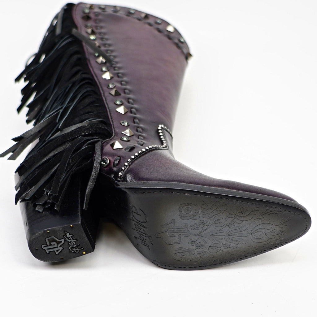 Praga Fringe Wine Tall Shaft Boots - J Toe - Gomez Western Wear