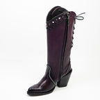 Praga Fringe Wine Tall Shaft Boots - J Toe - Gomez Western Wear