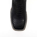 Python Black Cowboy Boots - Embossed Leather - Square Toe (E425) - Gomez Western Wear