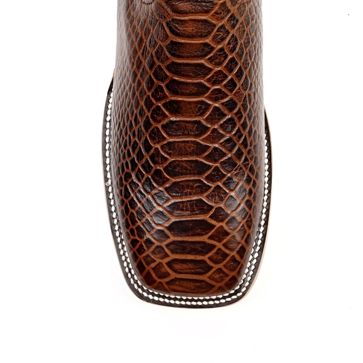 Python Chocolate Boots - Embossed Leather - Square Toe (E425) - Gomez Western Wear
