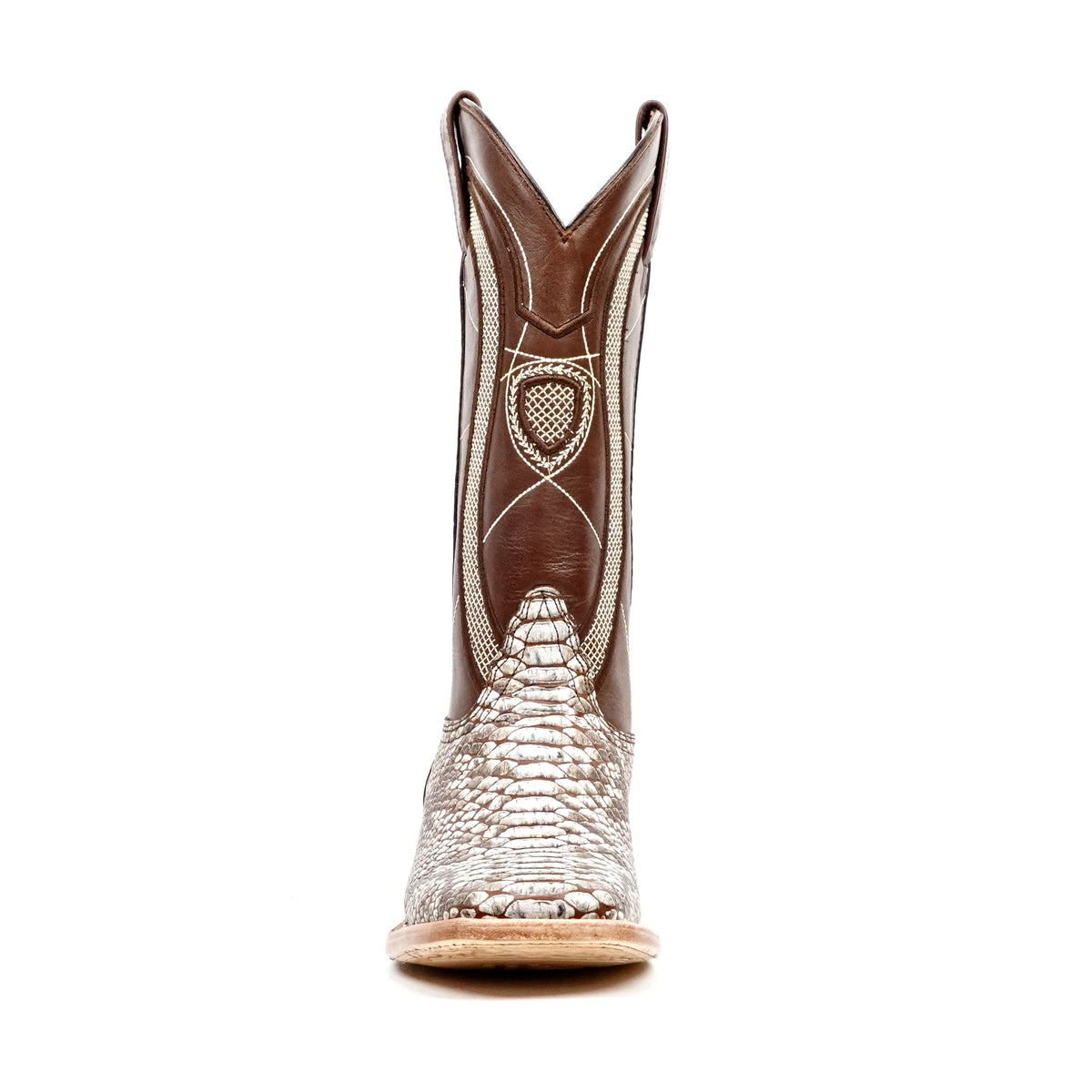 Python Natural Camel Boots - Embossed Leather - Square Toe (E913) - Gomez Western Wear
