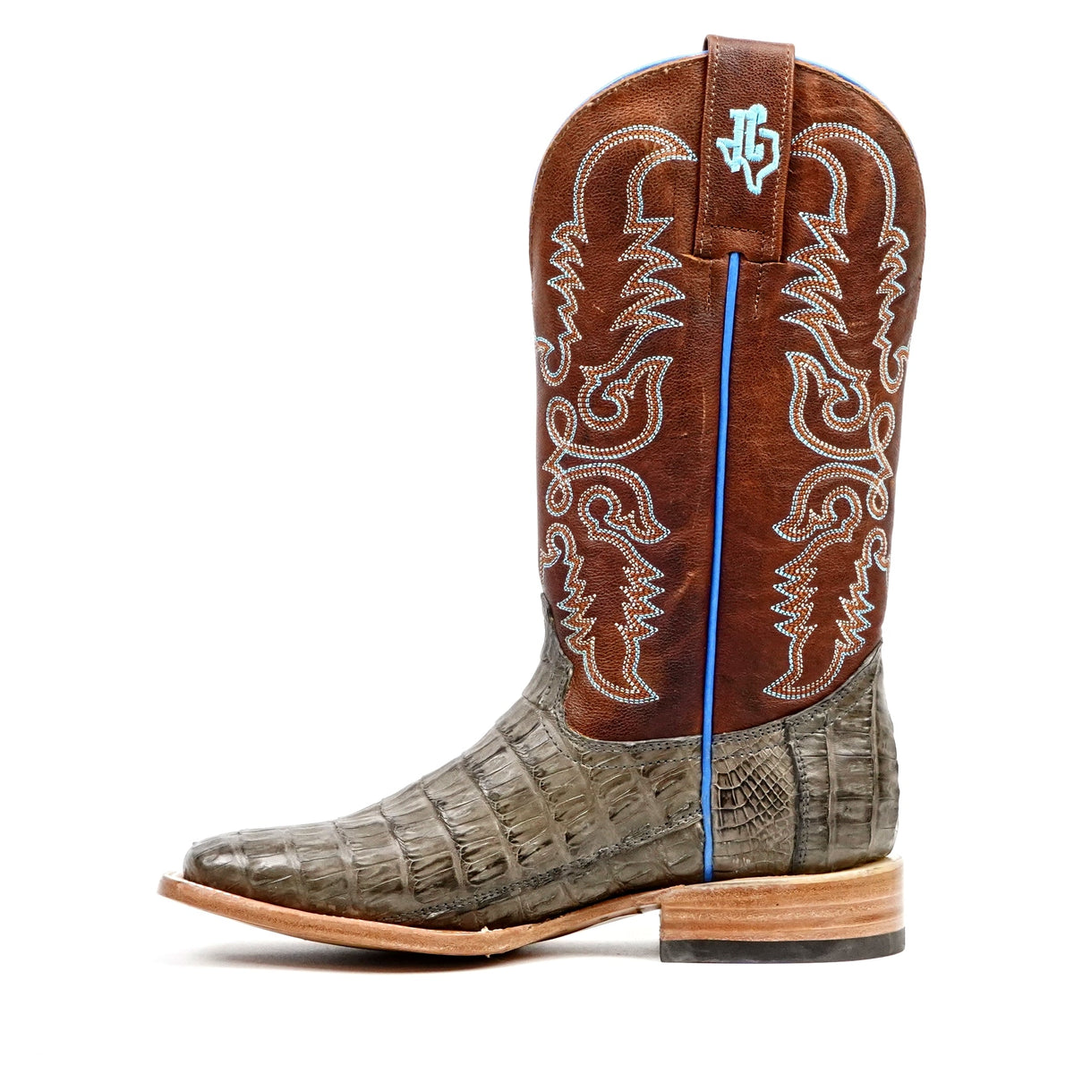 Ranger Caiman Belly Boots - Gray - Square Toe - Gomez Western Wear