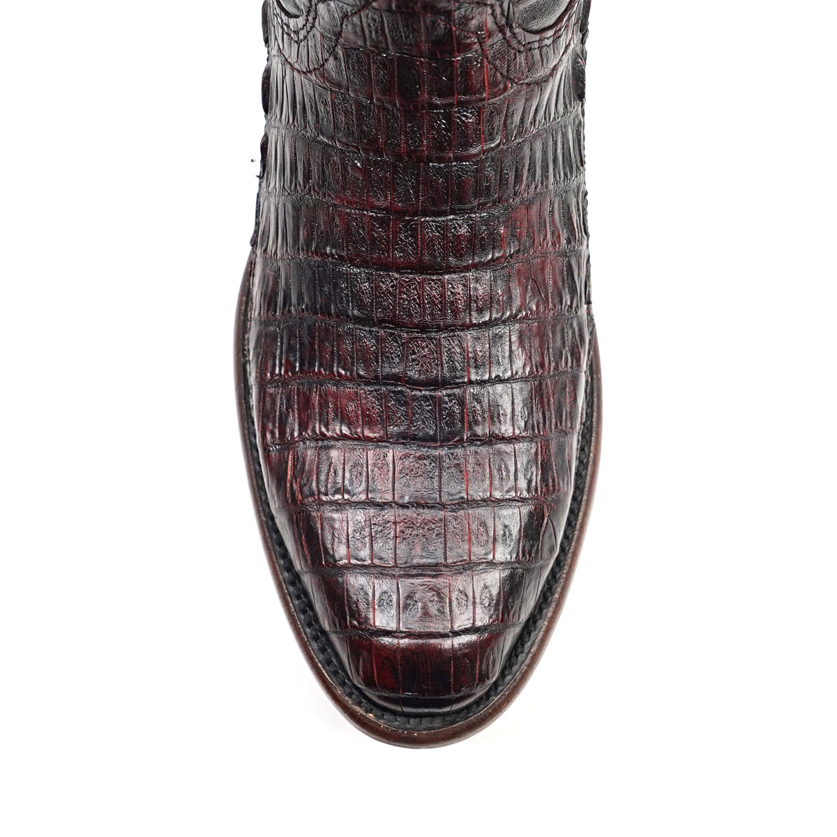 Rhodes Caiman Belly Boots - Black Cherry - Roper Toe (LM220) - Gomez Western Wear