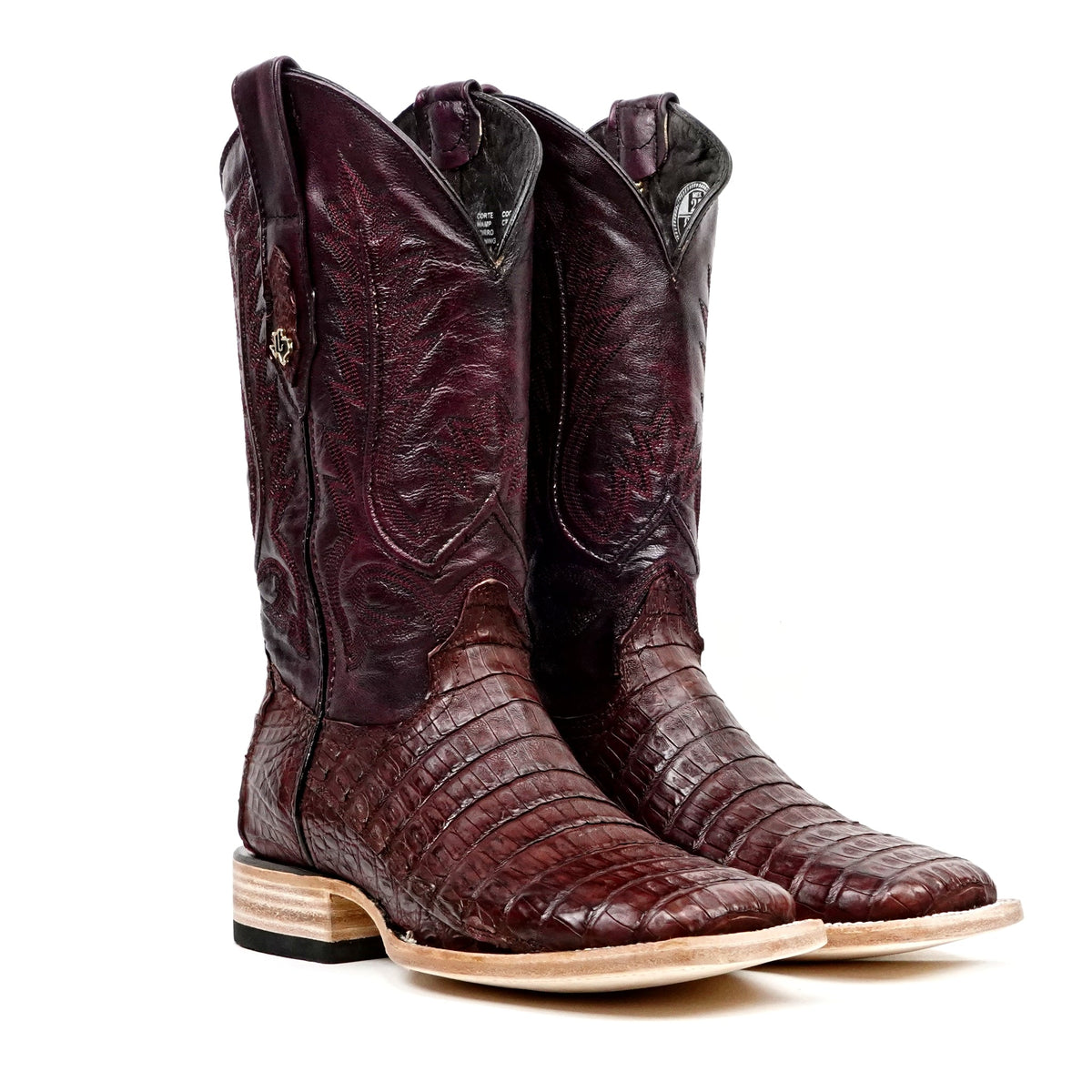 Rhodes Caiman Belly Boots - Wine - Square Toe (LM10) - Gomez Western Wear