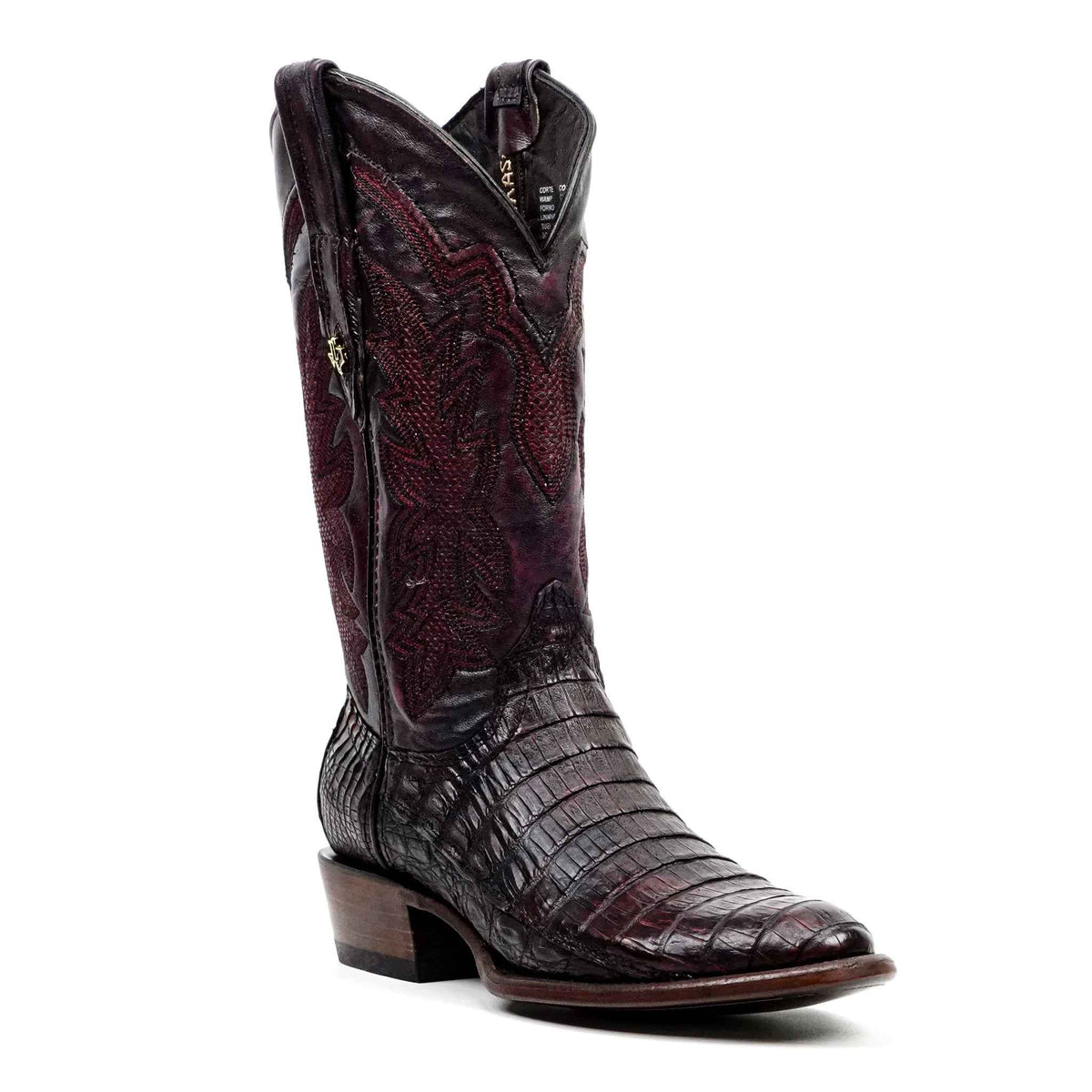 Rhodes Caiman Hornback Boots - Black Cherry - Round Toe (LM220) - Gomez Western Wear