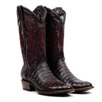Rhodes Caiman Hornback Boots - Black Cherry - Round Toe (LM220) - Gomez Western Wear