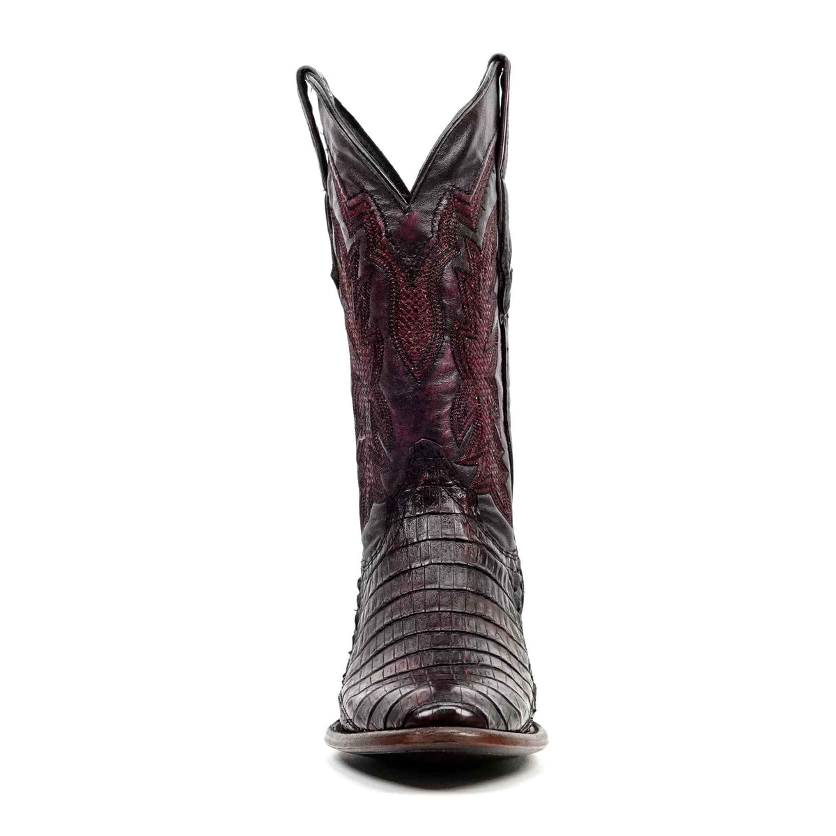 Rhodes Caiman Hornback Boots - Black Cherry - Round Toe (LM220) - Gomez Western Wear
