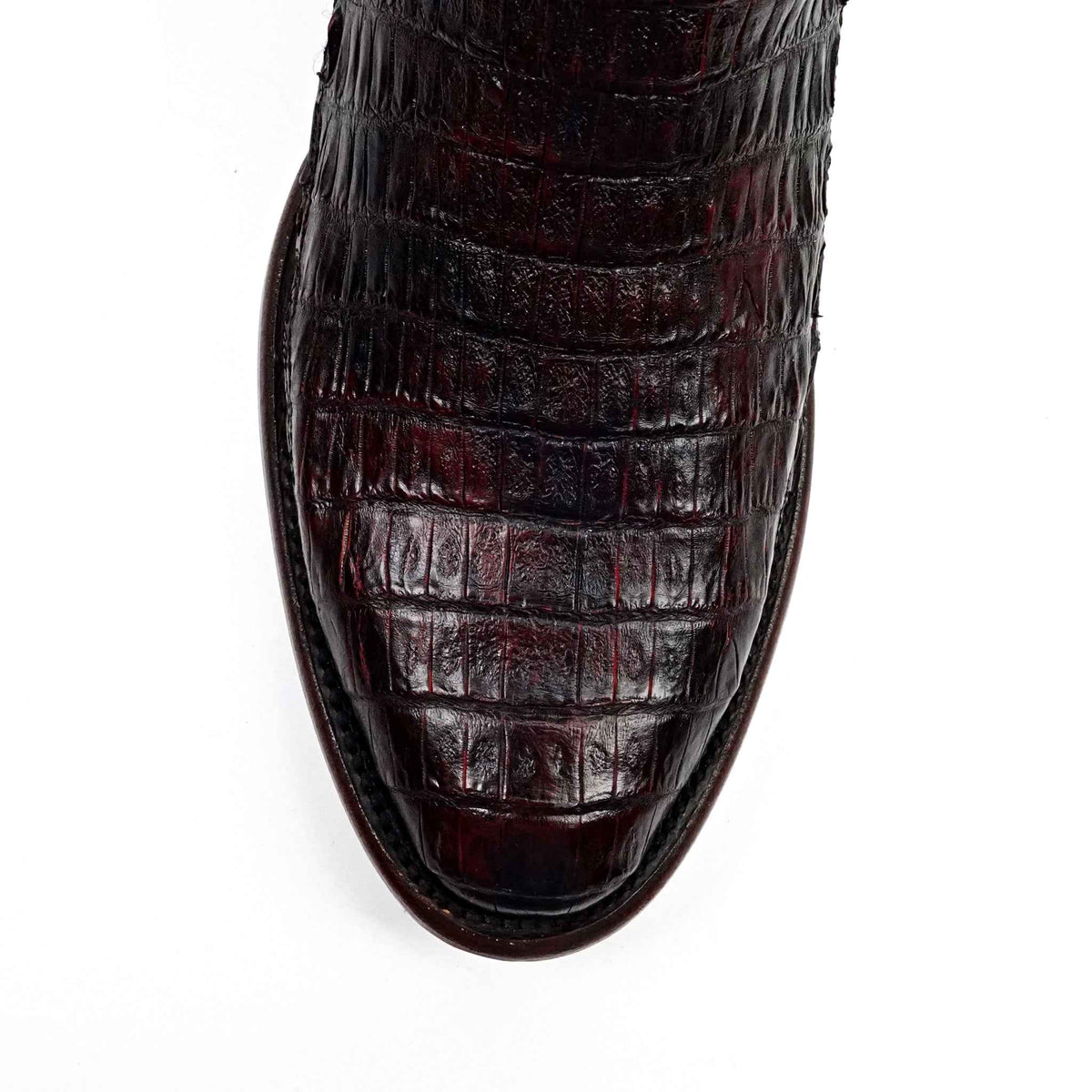 Rhodes Caiman Hornback Boots - Black Cherry - Round Toe (LM220) - Gomez Western Wear