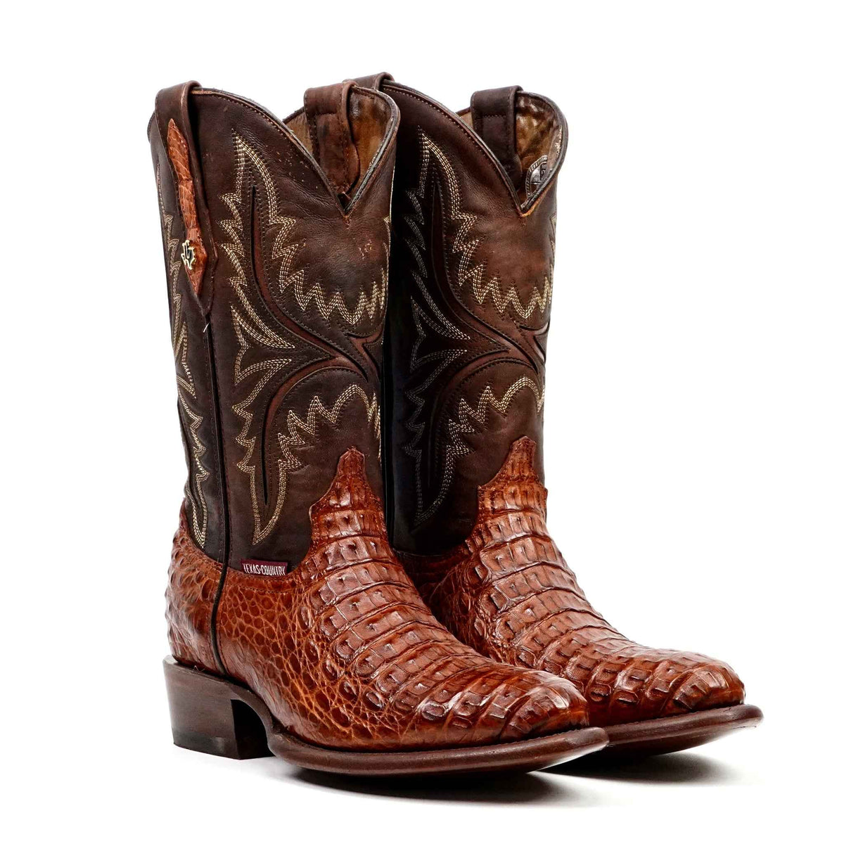Rhodes Caiman Hornback Boots - Brandy - Round Toe (LM220) - Gomez Western Wear