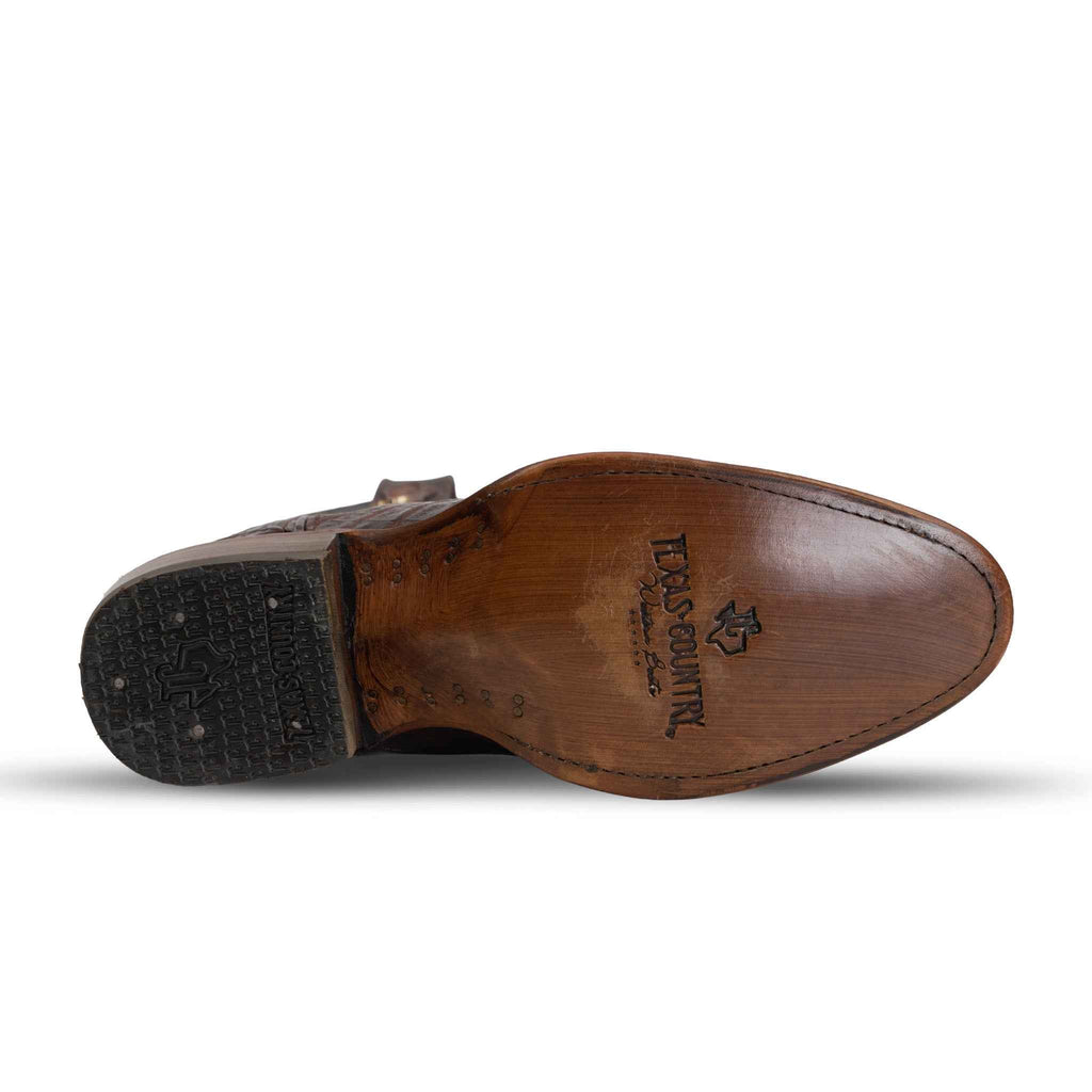 Rhodes Caiman Hornback Boots - Tobacco - Round Toe (LM220) - Gomez Western Wear