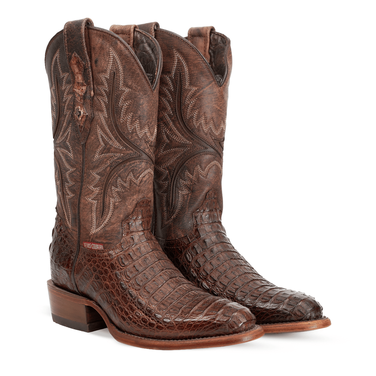 Rhodes Caiman Hornback Boots - Tobacco - Round Toe (LM220) - Gomez Western Wear