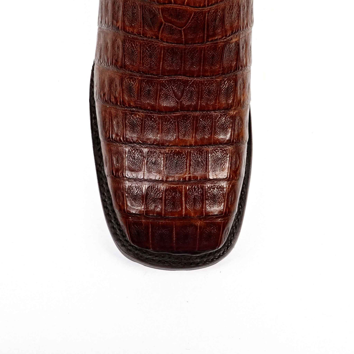Rhodes Platinum Caiman Belly Double Sole Boots - Brandy - Square Toe - Gomez Western Wear
