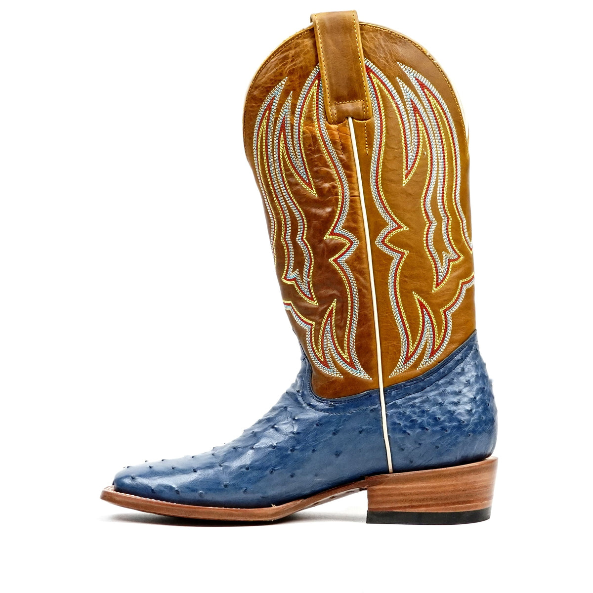 Ridge Ostrich Boots - Blue - Square Toe - Gomez Western Wear
