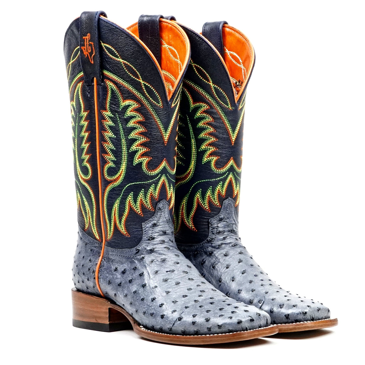 Ridge Ostrich Boots - Safari Blue - Square Toe - Gomez Western Wear